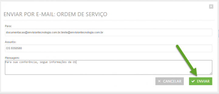 Como enviar uma ordem de serviços por e-mail