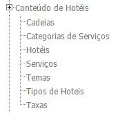 Cadastrando cadeias, categorias, serviços, temas, tipos de hotéis, taxas de hotéis.